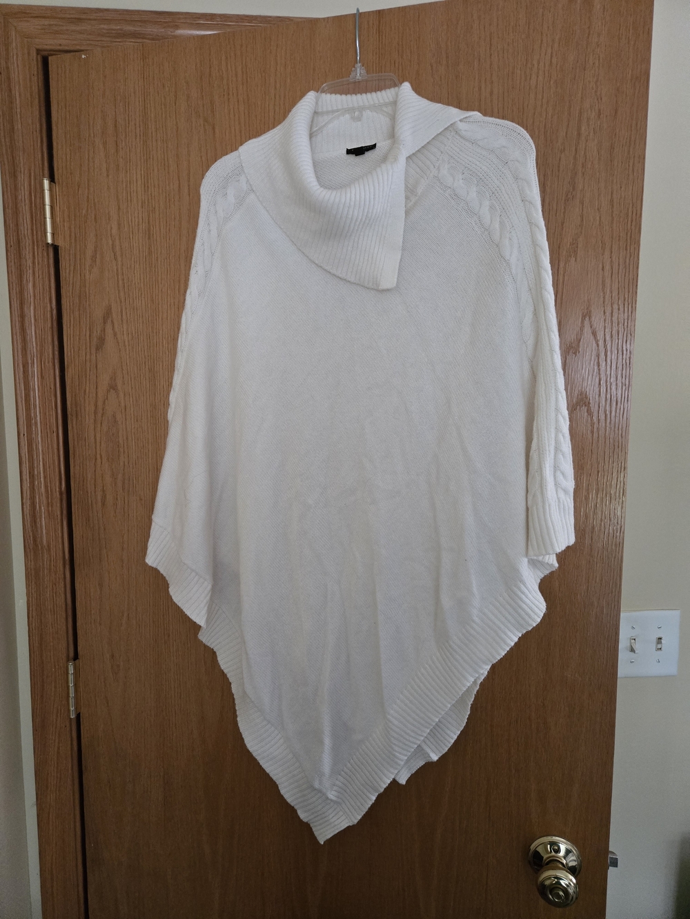 Talbots Cream Cable-Shoulder Turtleneck Poncho